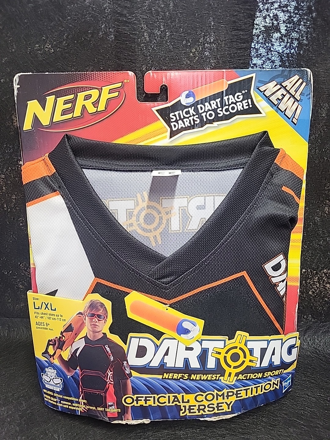 Nerf Dart Tag Official Competition Jersey L/XL New Sealed Hasbro NDTL Black...