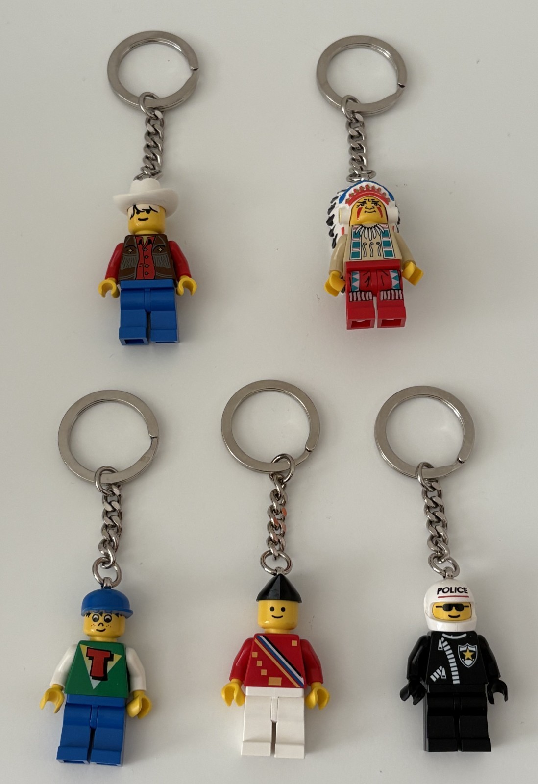 *YOU CHOOSE* LEGOS Cowboy, Chief, Time Cruisers, Ambassador Police Key Rings NEW
