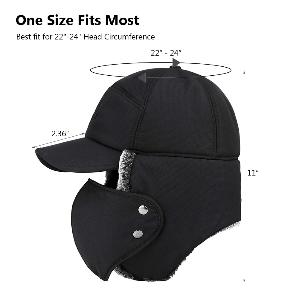 Men Winter Trapper Hat Ear Flap Face Mask Aviator Ushanka Warm Windproof Cap