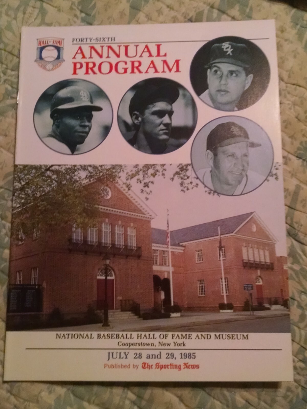Lou Brock, Enos Slaughter, Hoyt Wilhelm, A. Vaughn 7/28/85 HOF Induction Program
