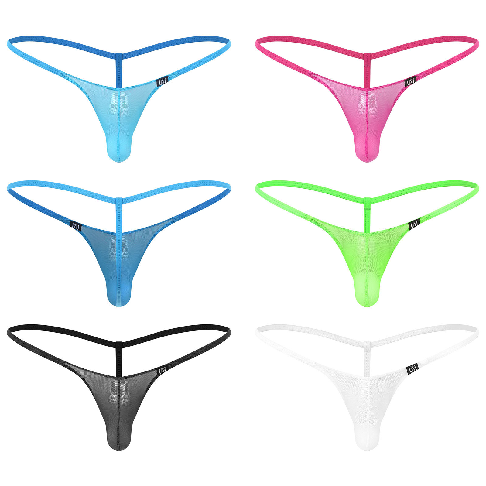 Mens G-String Erotic Thong Tempting T-Back Sheer Underwear Solid Color Panties