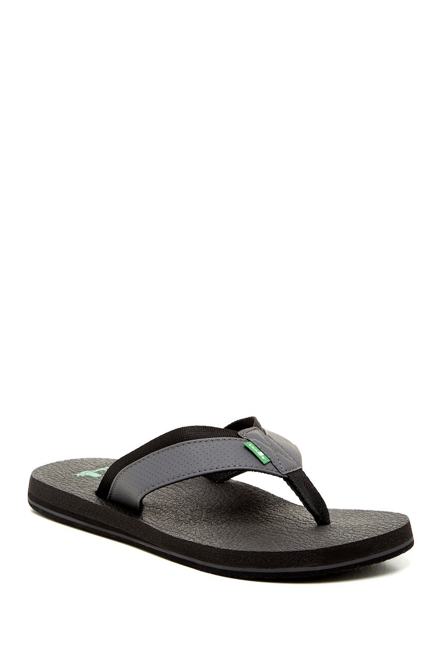 Sanuk 9 Men's Surf Flip Flops Sandals Shoes Gray Black Beer Cozy Mega NWT