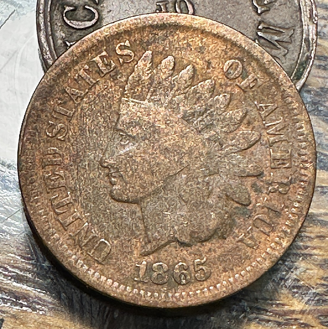 1865 Fancy 5 Indian Cent Nice Original VG CHRC