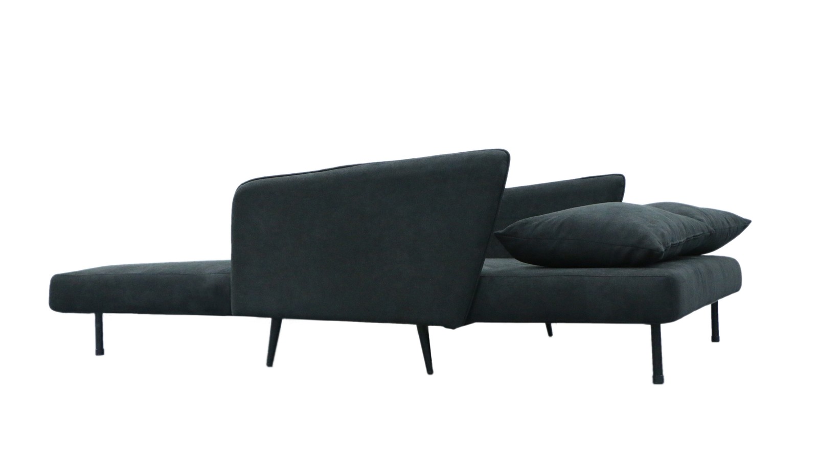 61"W Black Fabric Convertible Loveseat Sleeper with Pillows