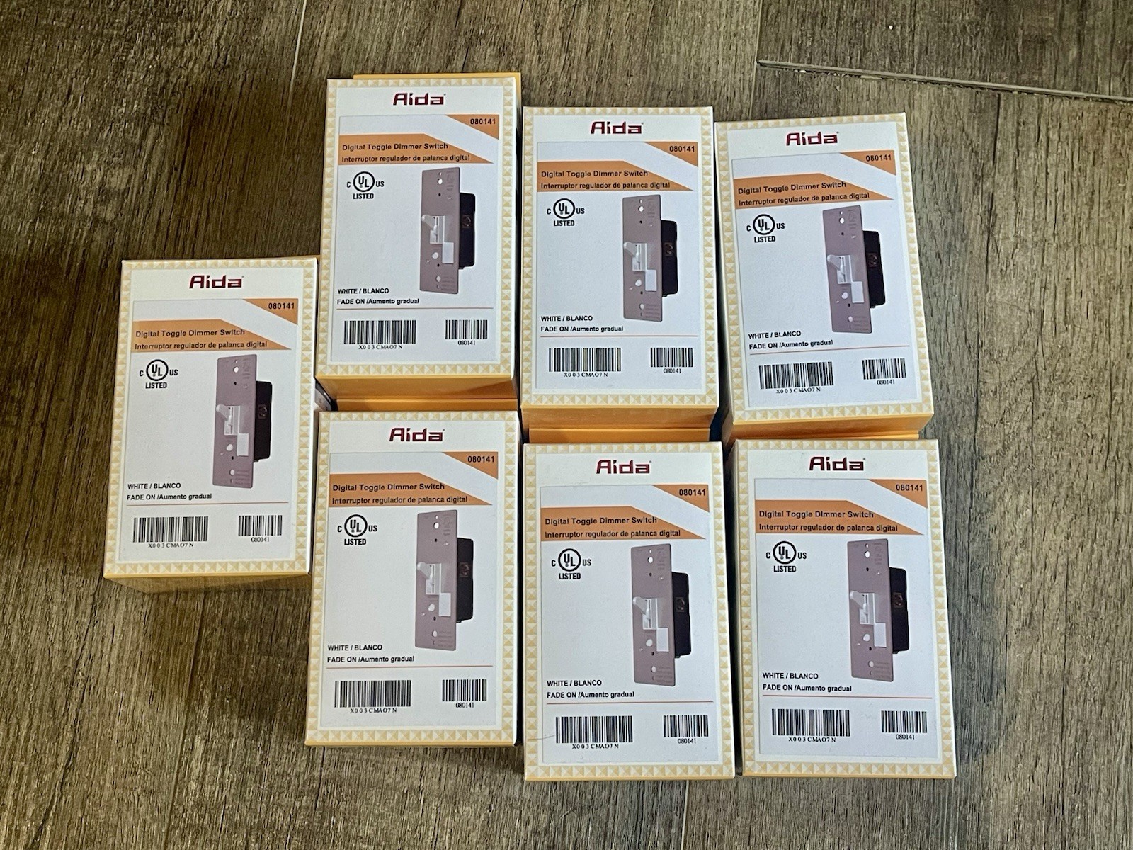 Lot of 7 AIDA Digital Toggle Slide Dimmer Switches Light NEW In Box #08014