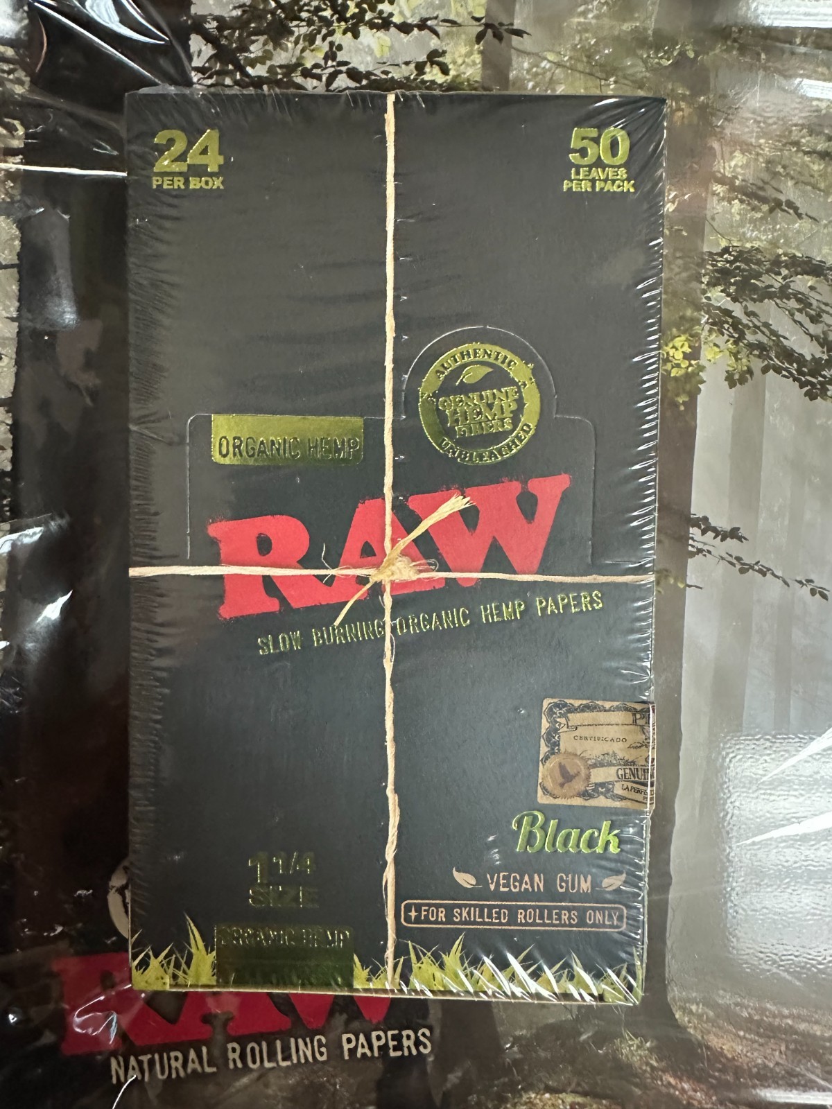 RAW BLACK ORGANIC 1.25 1 1/4 Rolling Papers 24 Count Box Sealed