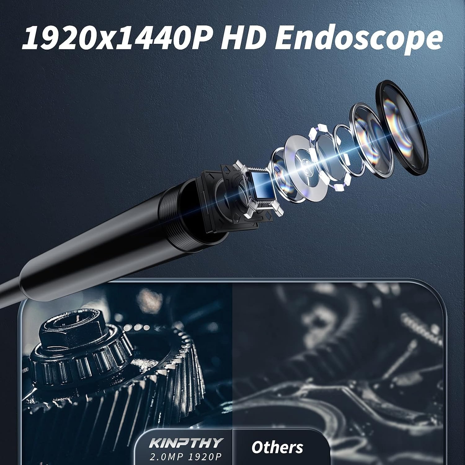 16.4ft HD Endoscope Camera 1920P Borescope Inspection Snake Tool iPhone Android