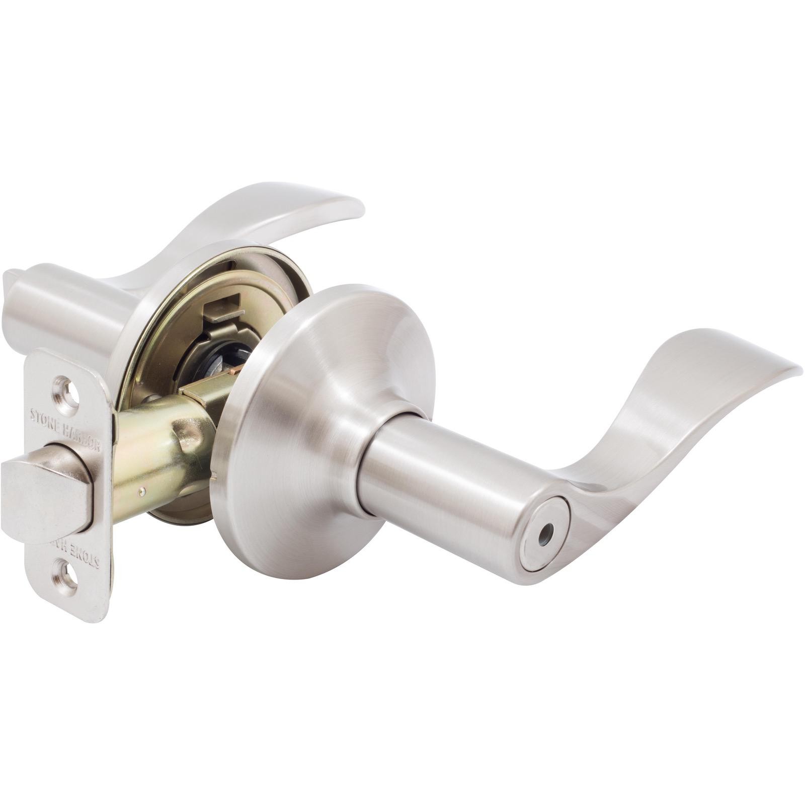 Beaverton Door Lever, Privacy (Hall/Closet) Latch, Satin Nickel by Stone Harbor