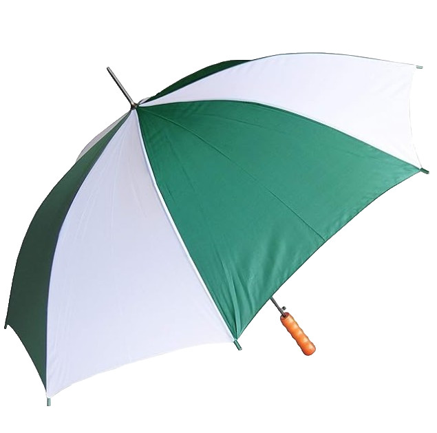 RainStoppers 40.5" Auto Open Green White Sport Golf Umbrella Wood Handle 48" Arc