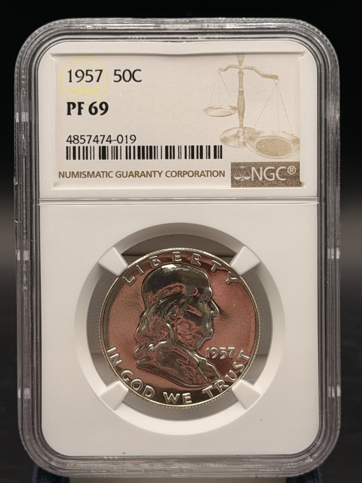 1957 50C BEN FRANKLIN "NGC MS69"