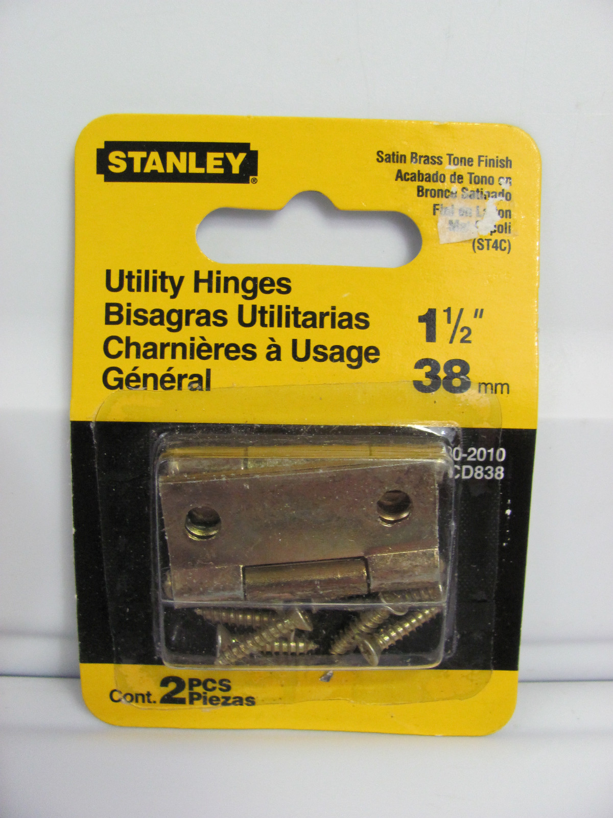 NEW STANLEY 80-2010 CD838 1-1/2" Utility Hinge Satin Brass Finish 2 Pcs Per Pack