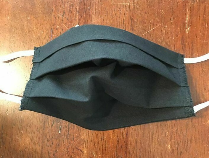 Black Office/Career Pleated Cotton Face Mask.Cotton,