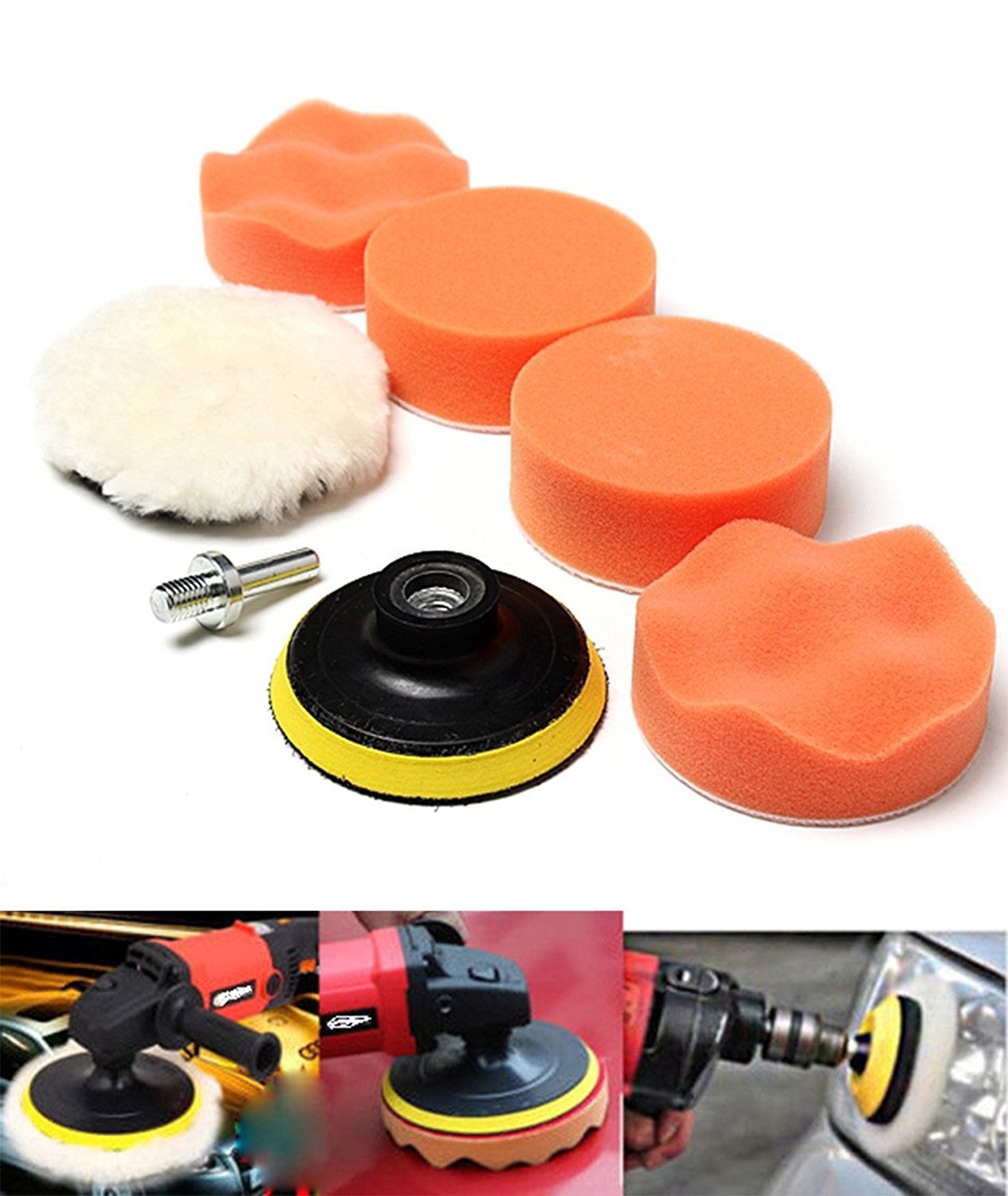 3'' 80mm High Gross Wax Car Furniture Polishing Buffing Pad Kit + 8mm Adapter