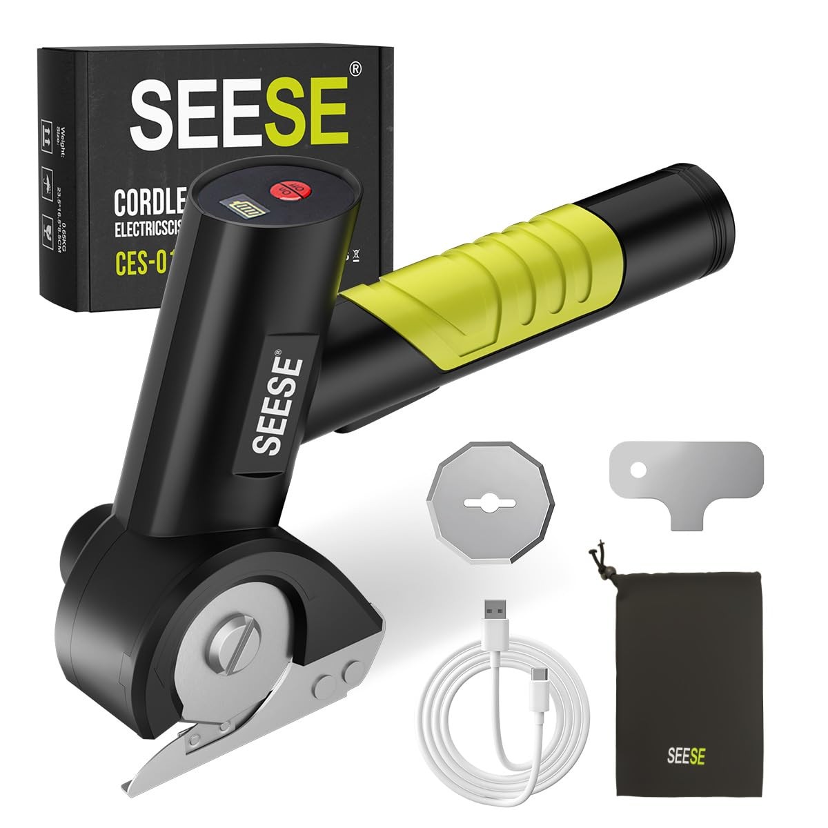 SEESE Rechargeable Cordless Electric Scissors: Electric Cardboard Box Cutter ...