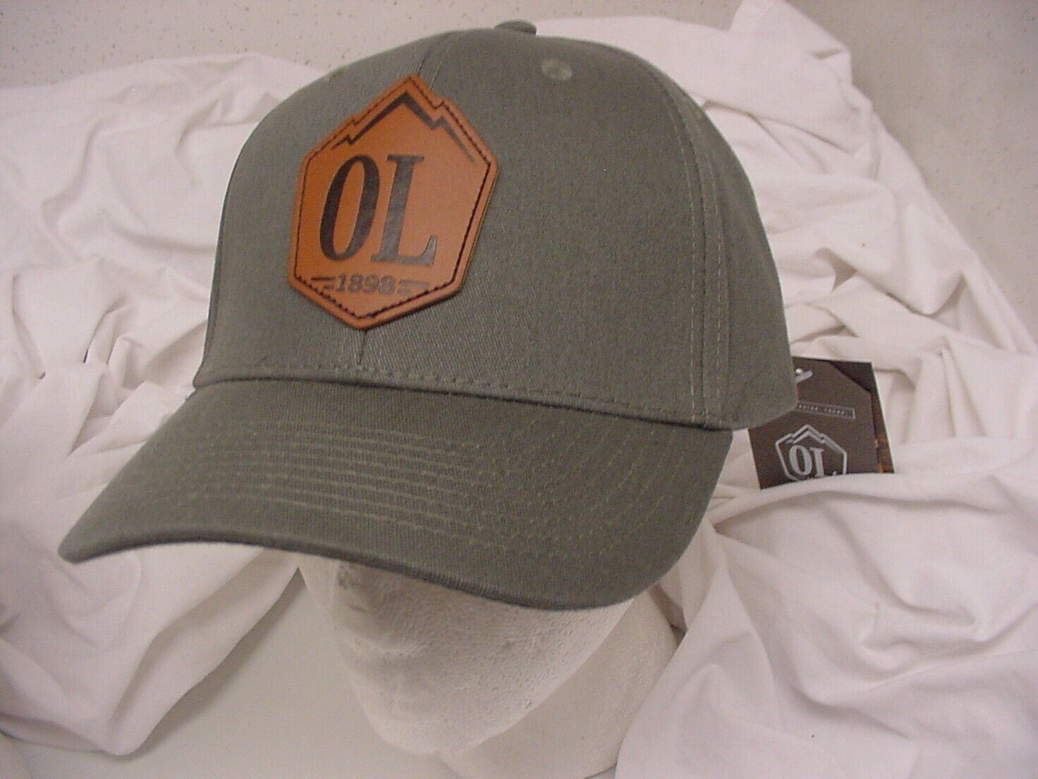 2 COUNT LOT OL OUTDOOR LIFE GUIDELIFE ARMY GREEN & CHARCOAL HAT LEATHER LOGO NEW