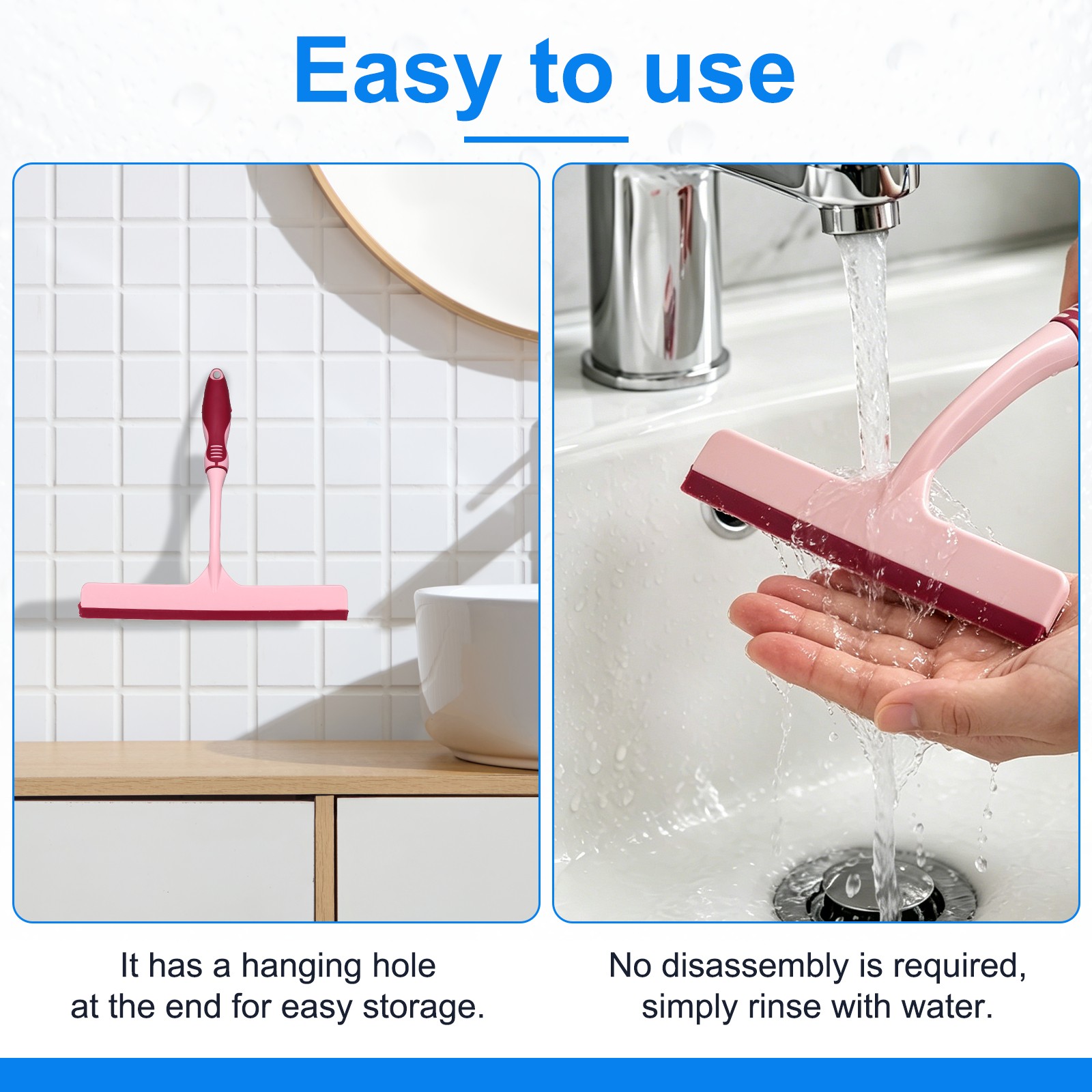 4 Pack 10 Inch Shower Squeegee for Glass Doors & Mirrors, Blue