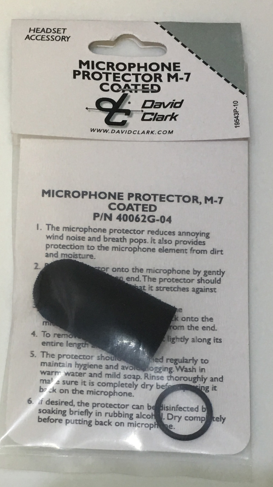 DAVID CLARK COATED H2O Resist Mic Muff Wind Screen p/n 40062G-04 Fits M-7 M-77's