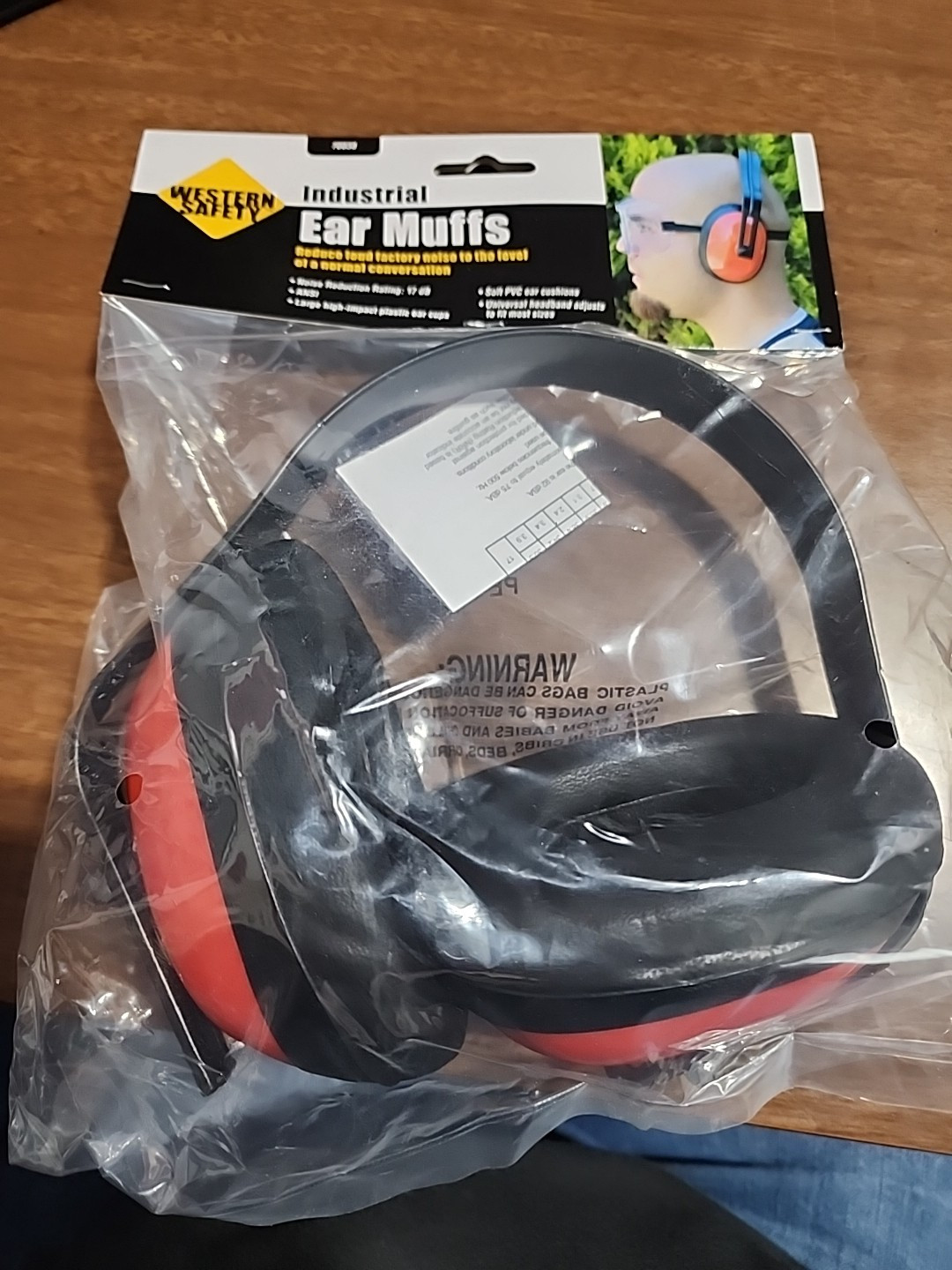 WESTERN SAFETY Unisex Adult Noise Reducing Industrial EAR MUFFS One Size RED NEW