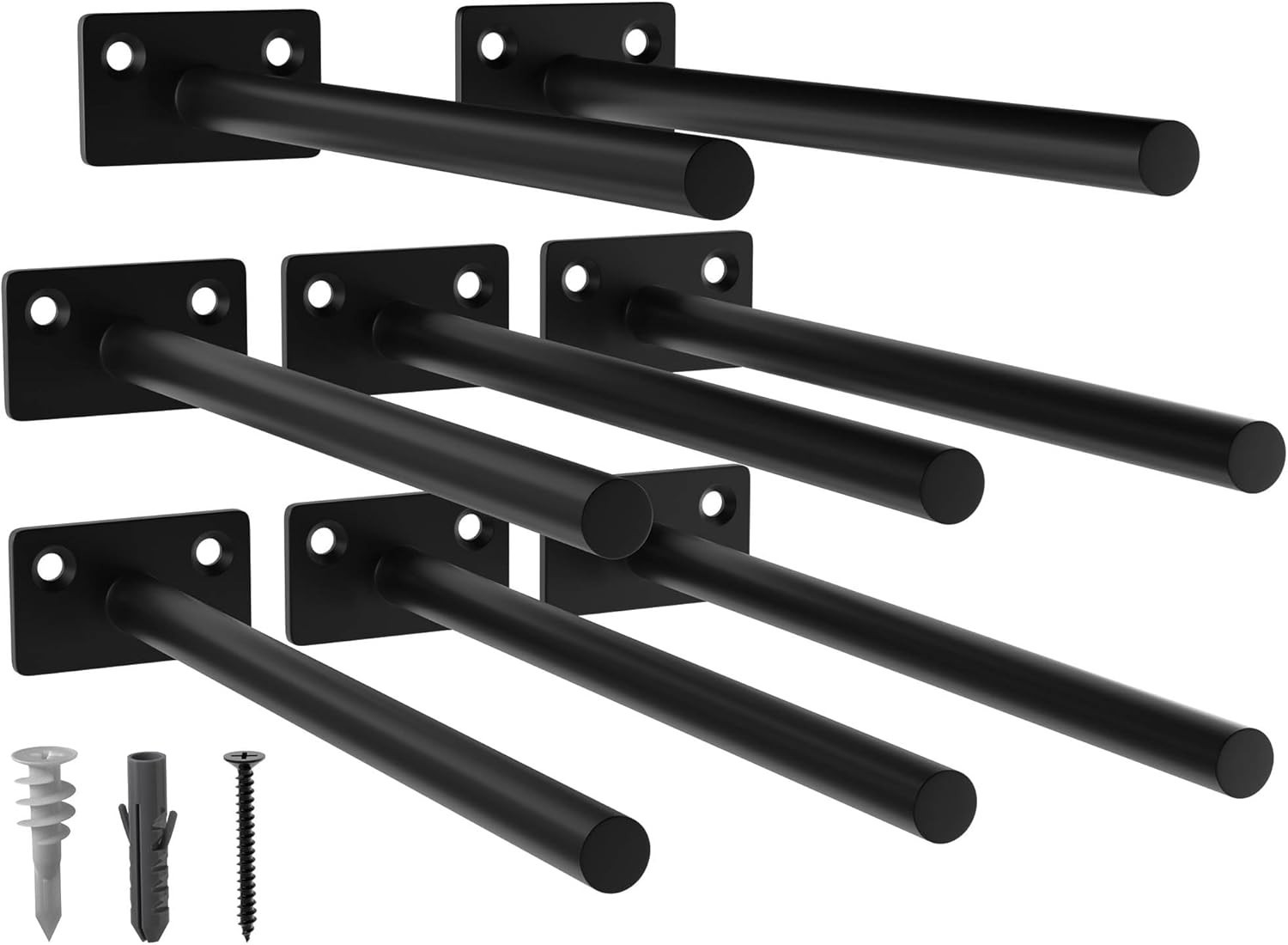 Black 8 Pack-8 inch Floating Shelf Bracket, Hidden Brackets for Floating Wood...