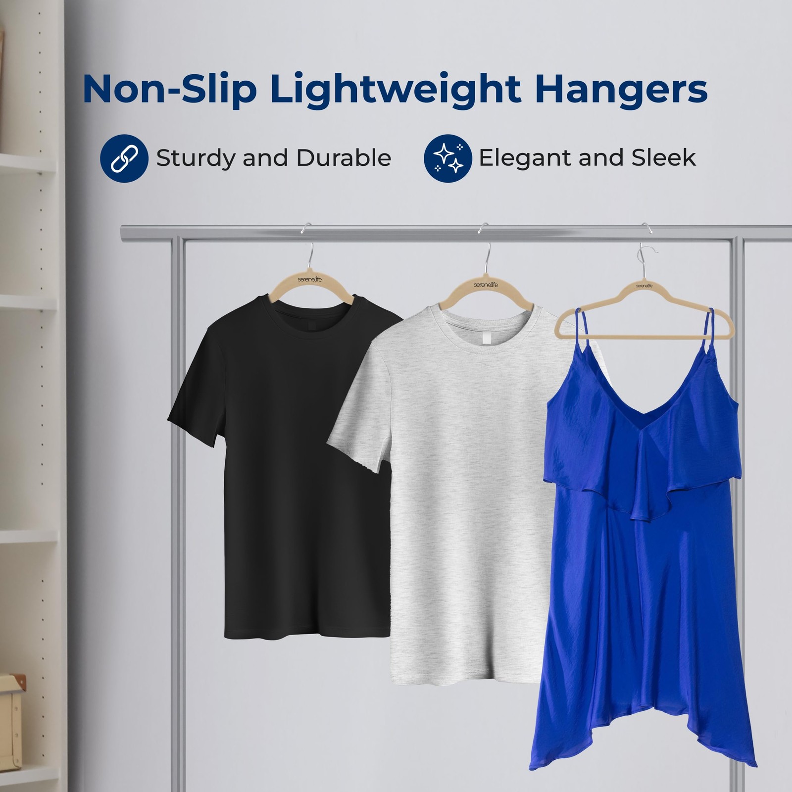 SereneLife 30 Pack Velvet Hangers (Ivory)