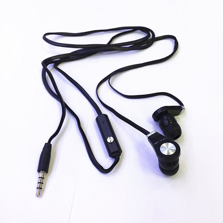 5 Pack Black Earbuds Earphones In-Ear Sound Isolating Headphones Flat Cable