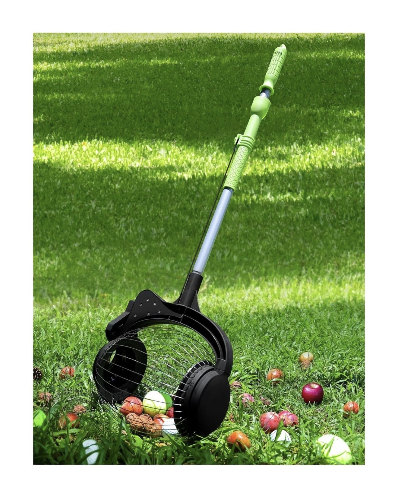 Nut Gatherer for Walnuts with 1.8-Gallon Capacity, No-Bend Emptying Designᦁ