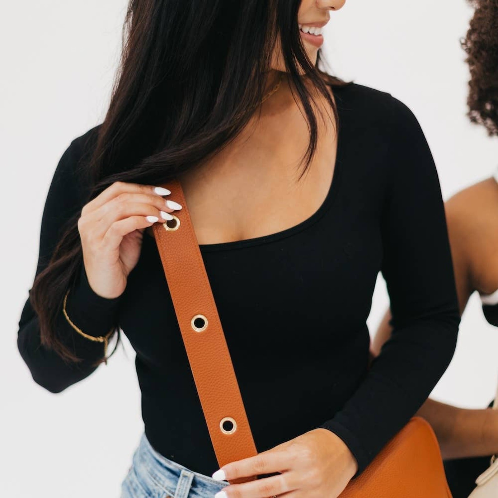 Evelynn Eyelet Vegan Leather Strap Brown