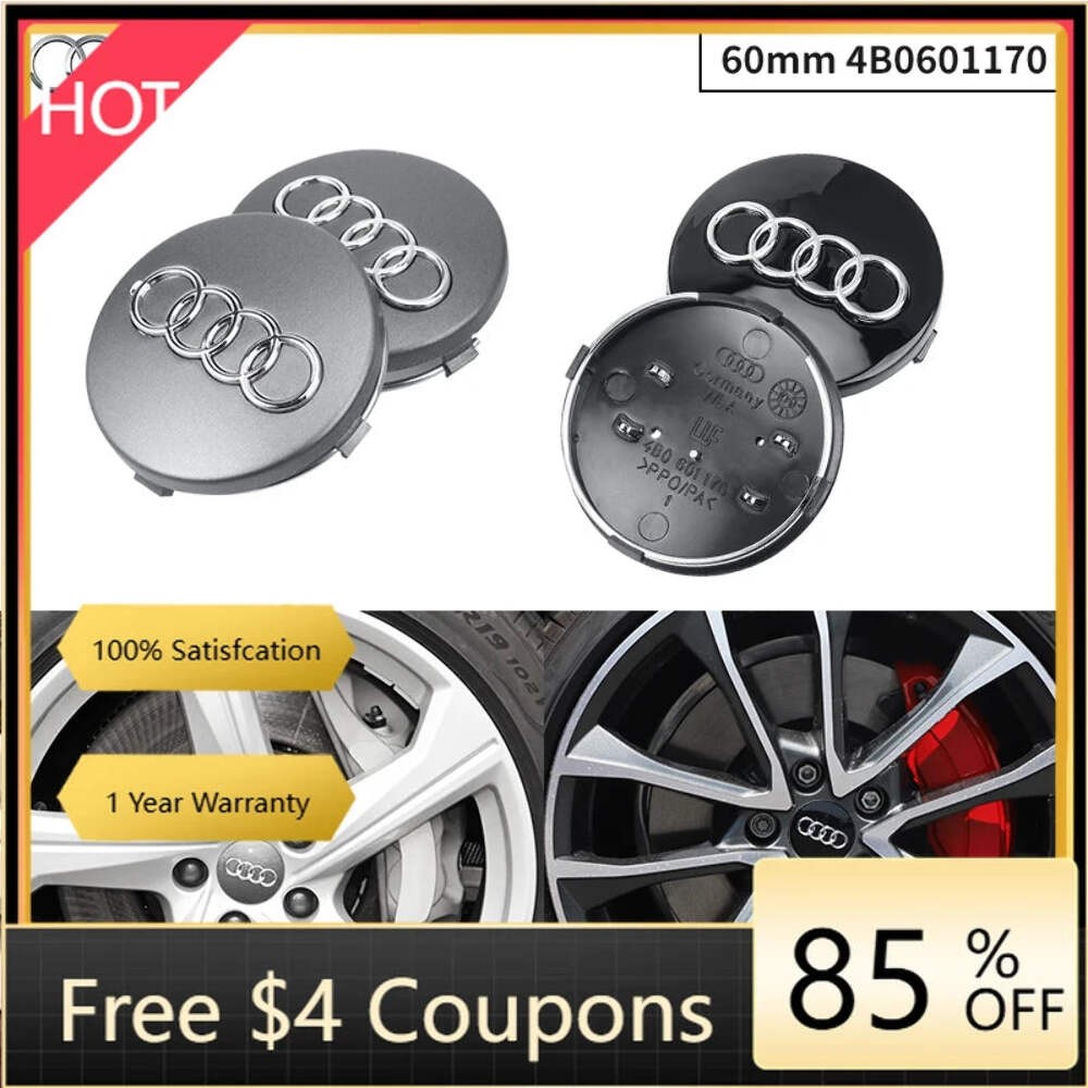 For Audi 4pcs 60mm Car Styling Audi Wheel Center Cap Emblem Hub Covers Badge For