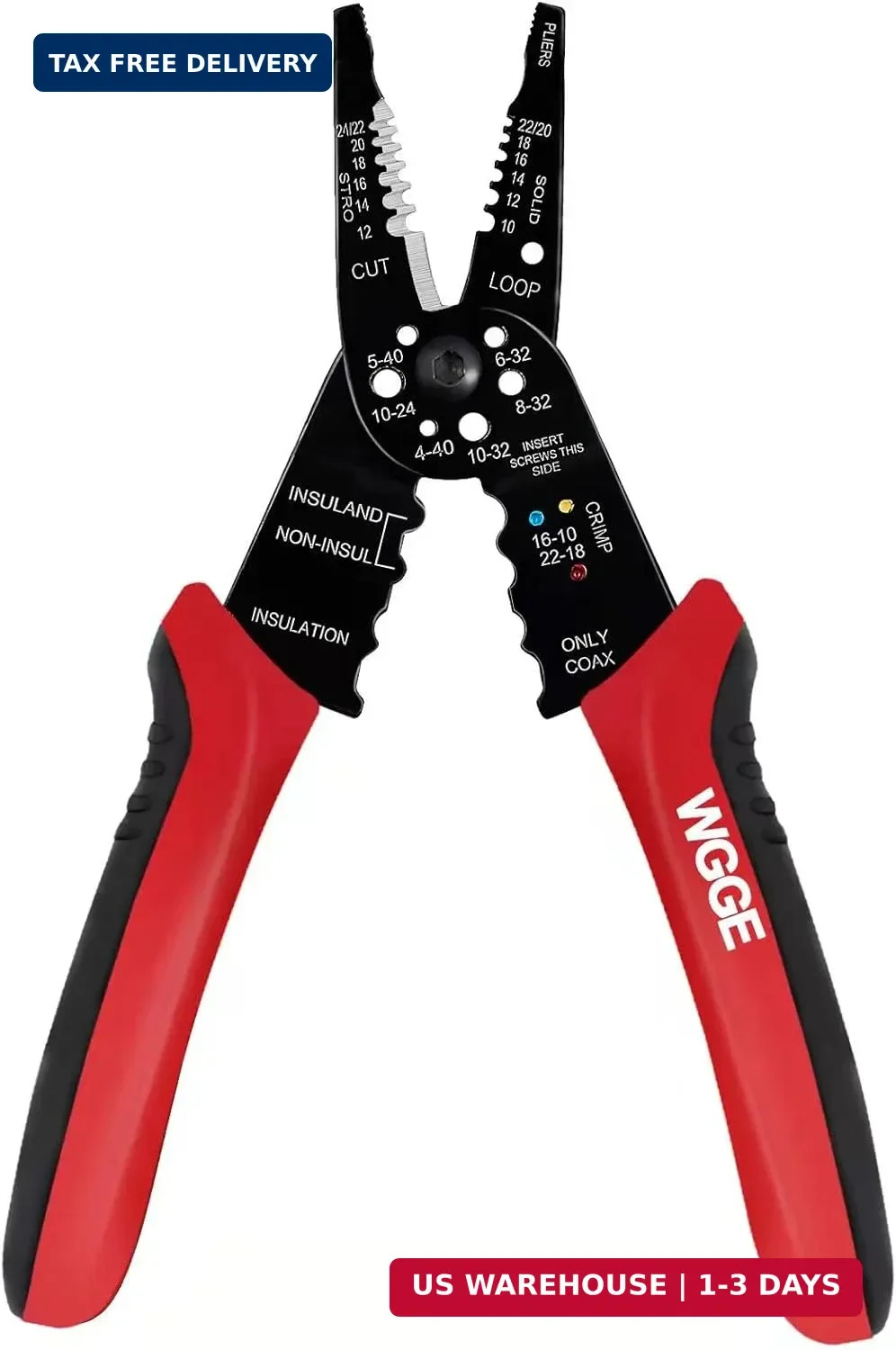 WGGE WG-015 Professional 8-inch Wire Stripper/wire crimping tool, Wire Cutter, W