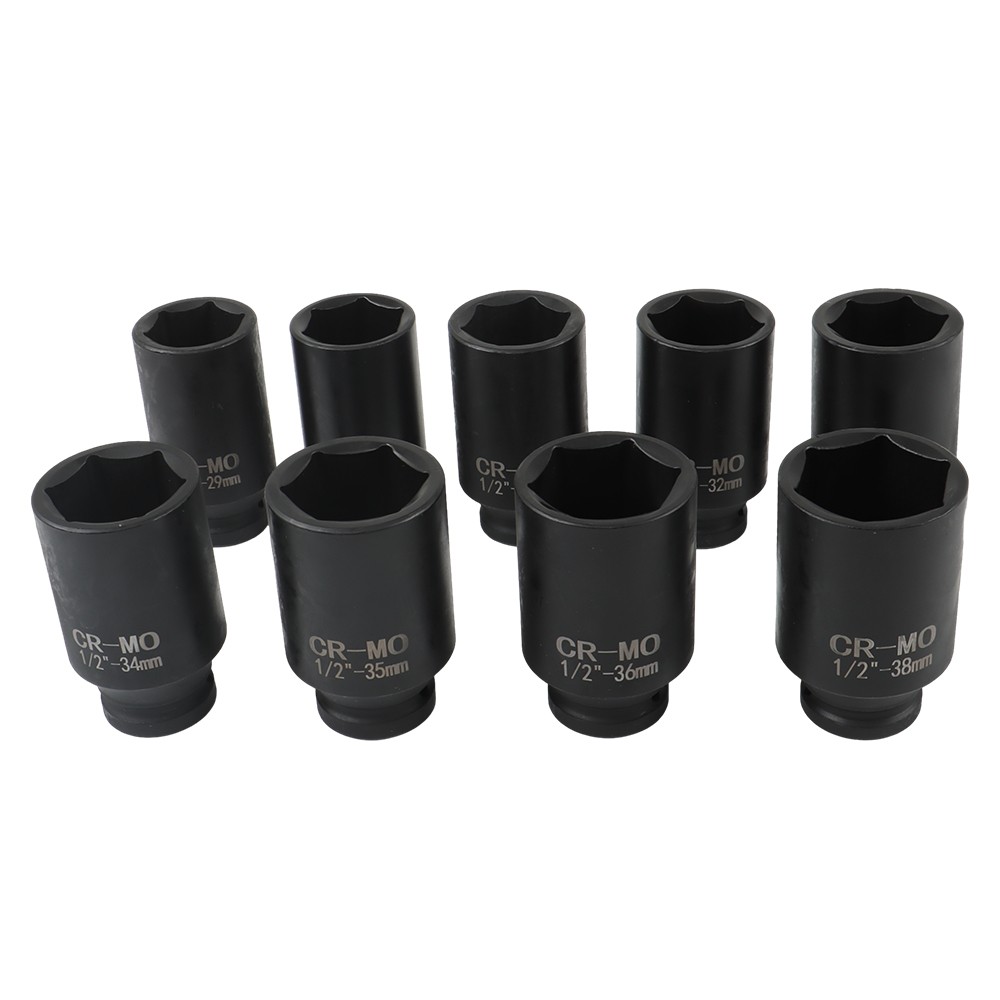 29-38mm Deep Impact Socket Tool 1/2" Drive Metric Axle Hub Nut Socket 9Pcs