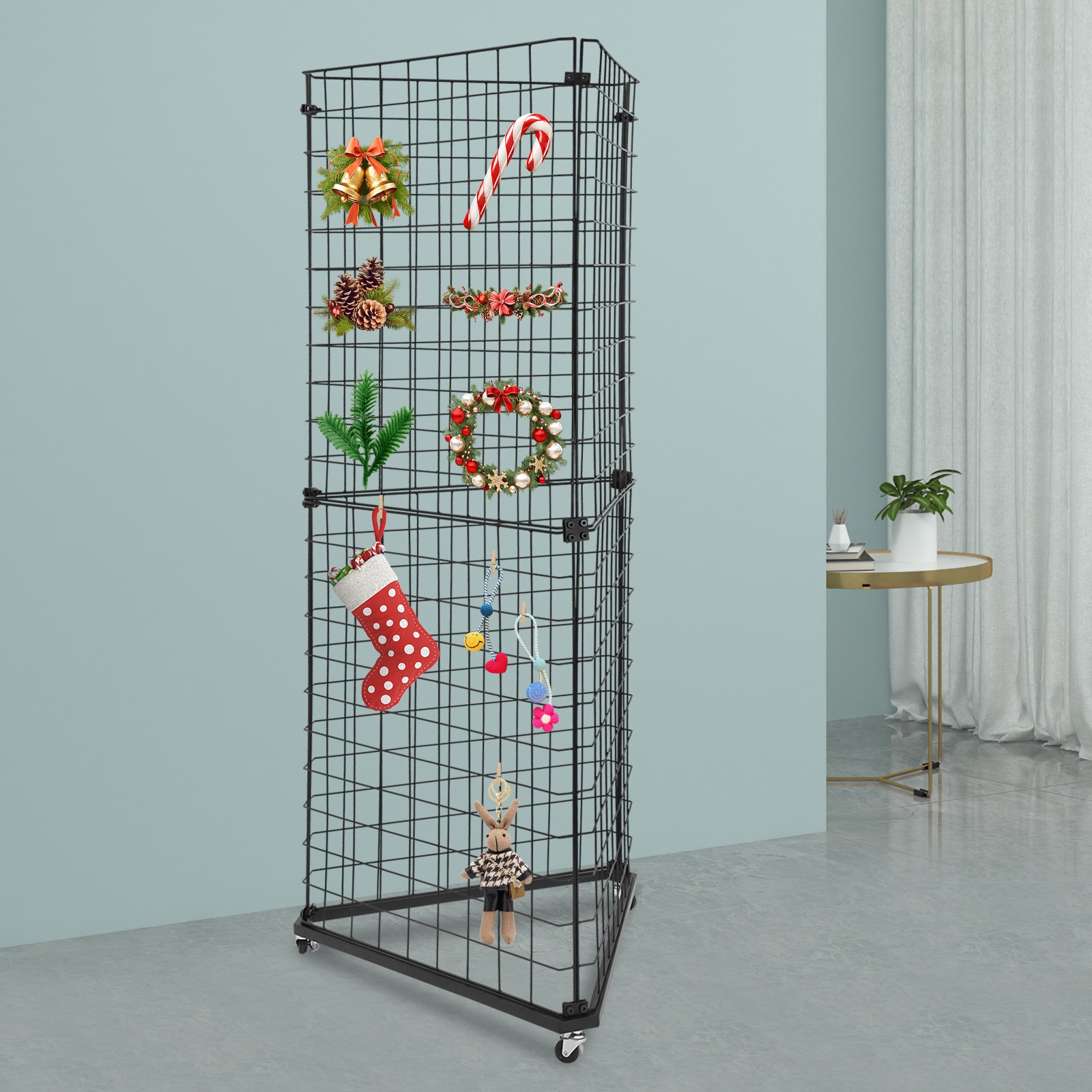 6' x 2' Triangle Display Stand Wire Grid Panel Tower Wire Grid Display Rack