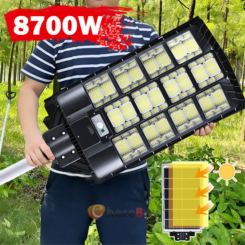 LED Solar Street Lights w/Remote Garden Wall Lamp Industrial Security Road Bulb