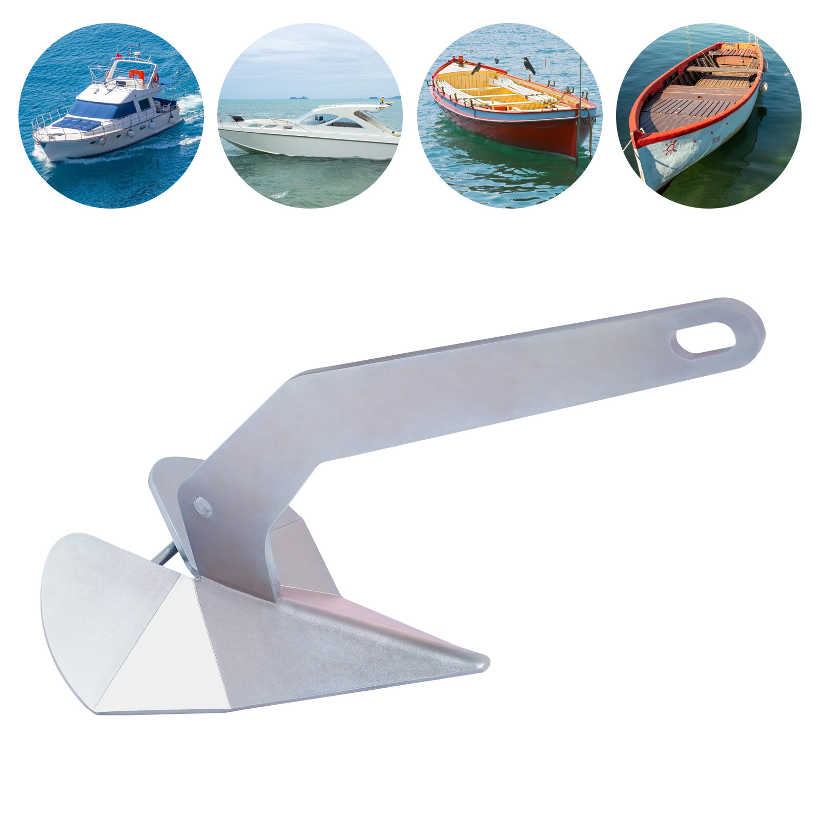 Marine Water Land - 22 lb 10 kg Galvanized Steel Delta Style Plow Boat Anchor