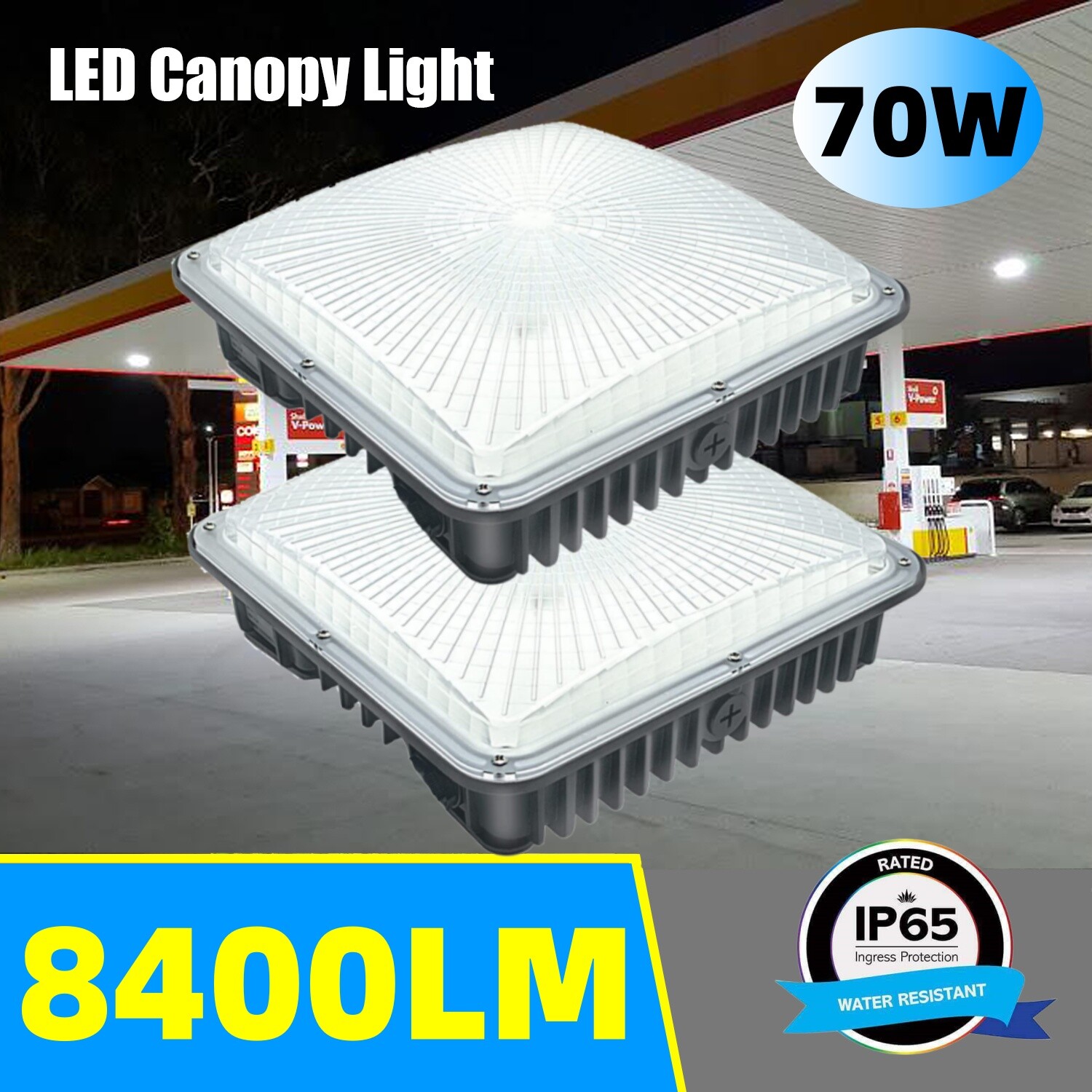 2PACK Commercial LED Canopy Light 70W Ceiling Light 5500K Gas Station Lighting