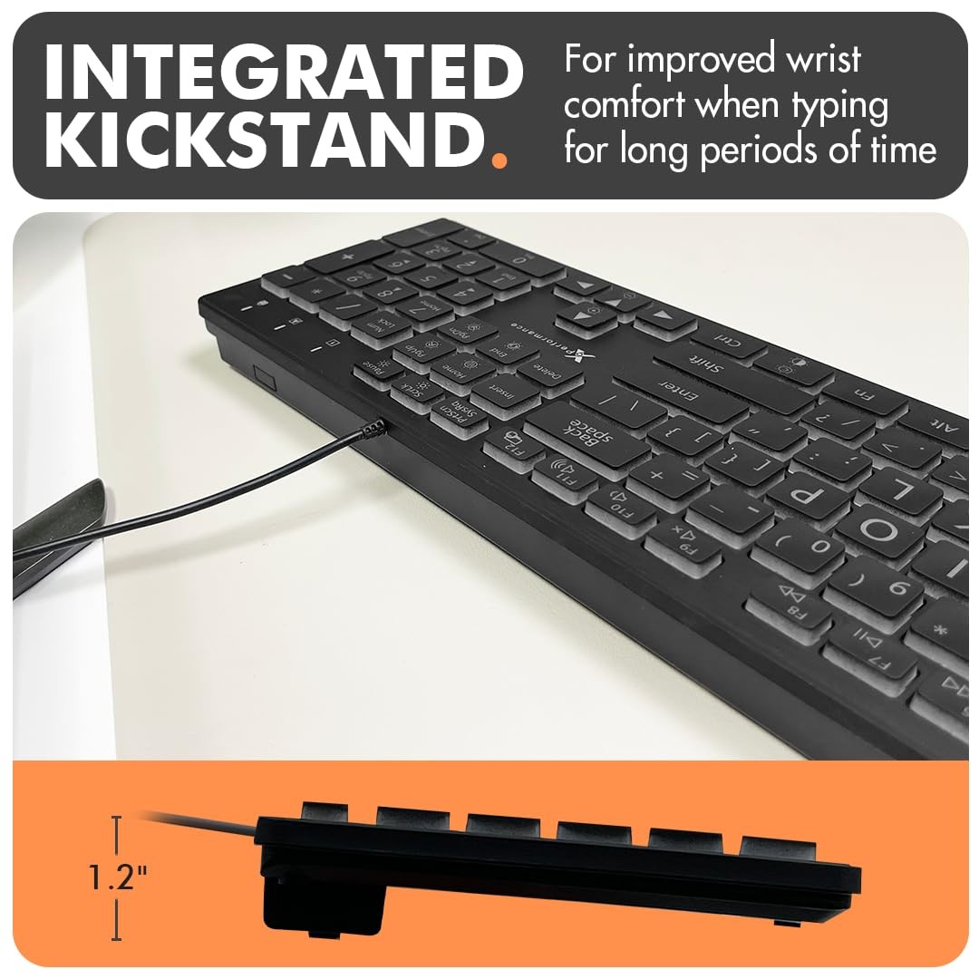 X9 Large Print Backlit Keyboard | Wired Light Up Computer Keyboard for PC Des...