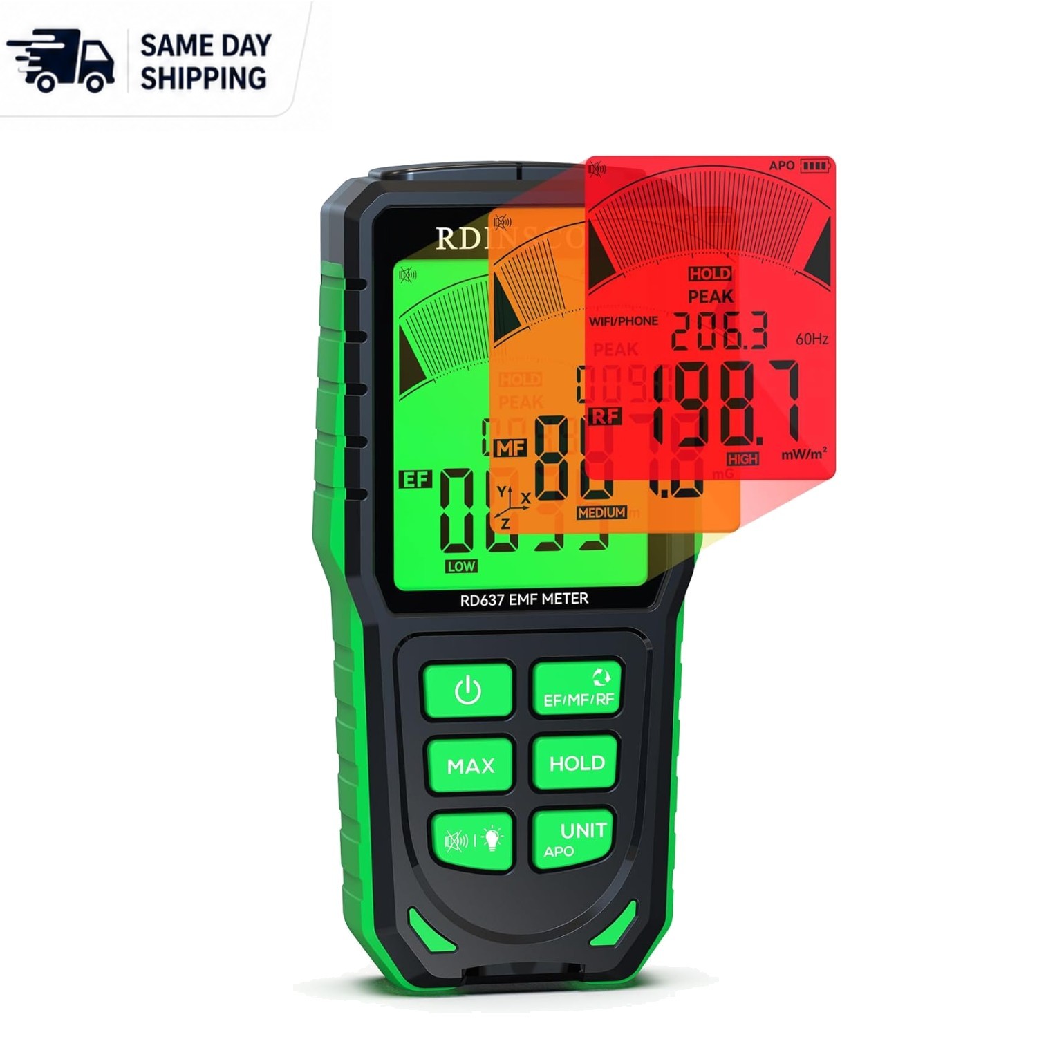 Compact EMF Detector for Home & Office - Monitors EMF Levels with Peak Display