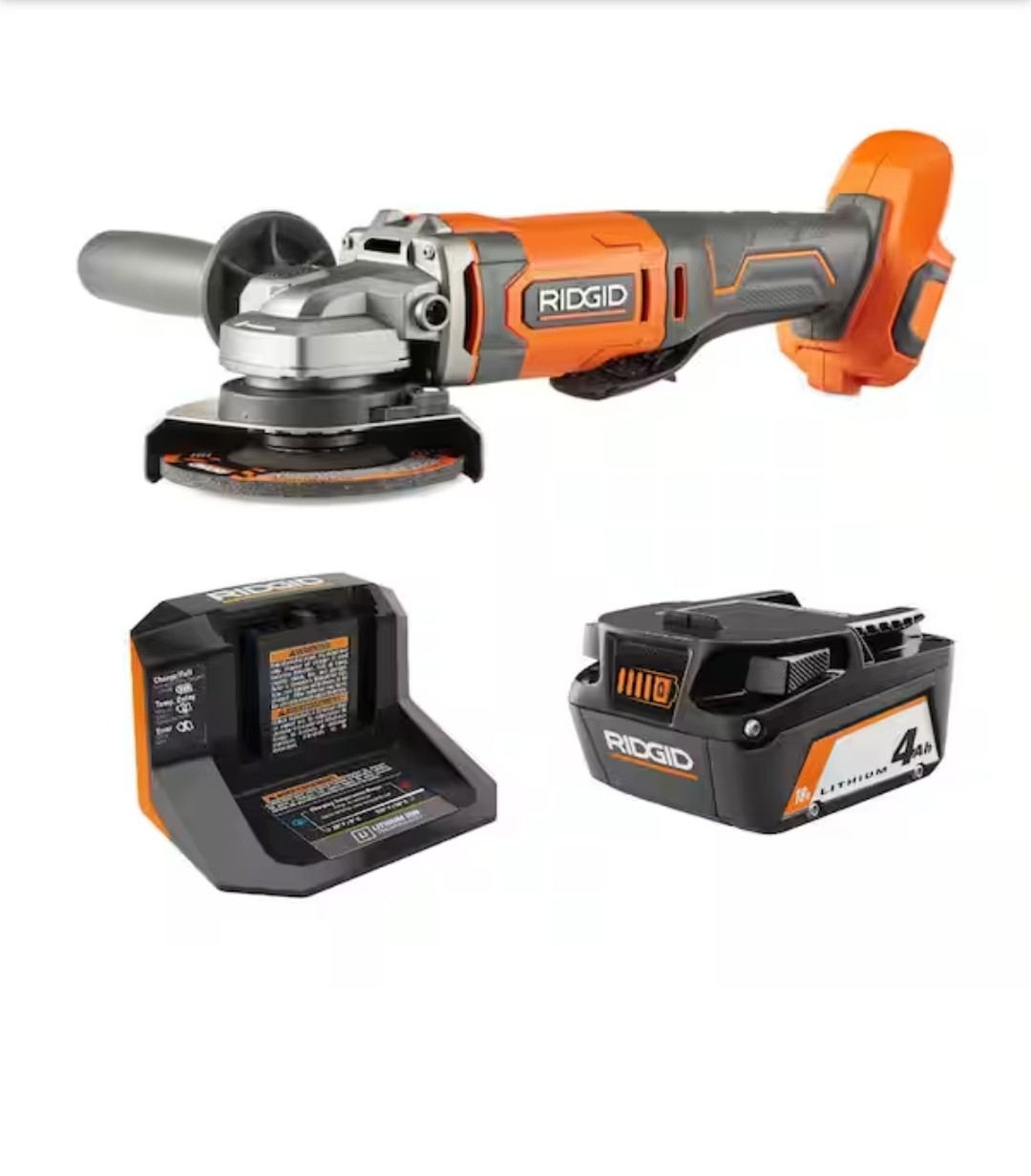 Rigid 18V Cordless 4-1/2 in. Angle Grinder Kit with 4.0 Ah Battery and Charger