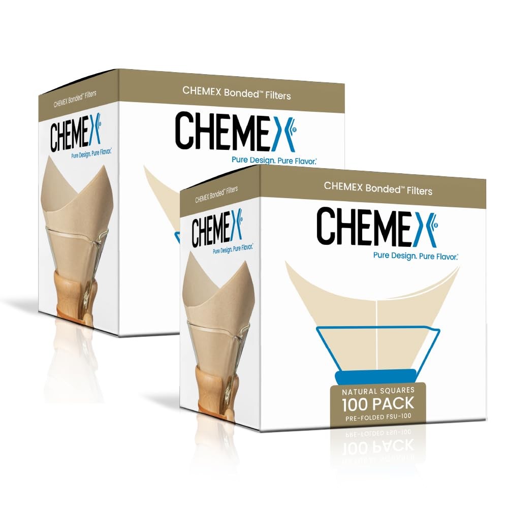 Chemex Bonded Coffee Filters - Natural Square - 100 Count (Pack of 2)