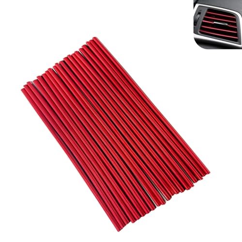 20Pcs Car Vent Trim Strip, Reflective DIY Chrome AC Vent Outlet 20 PCS Red