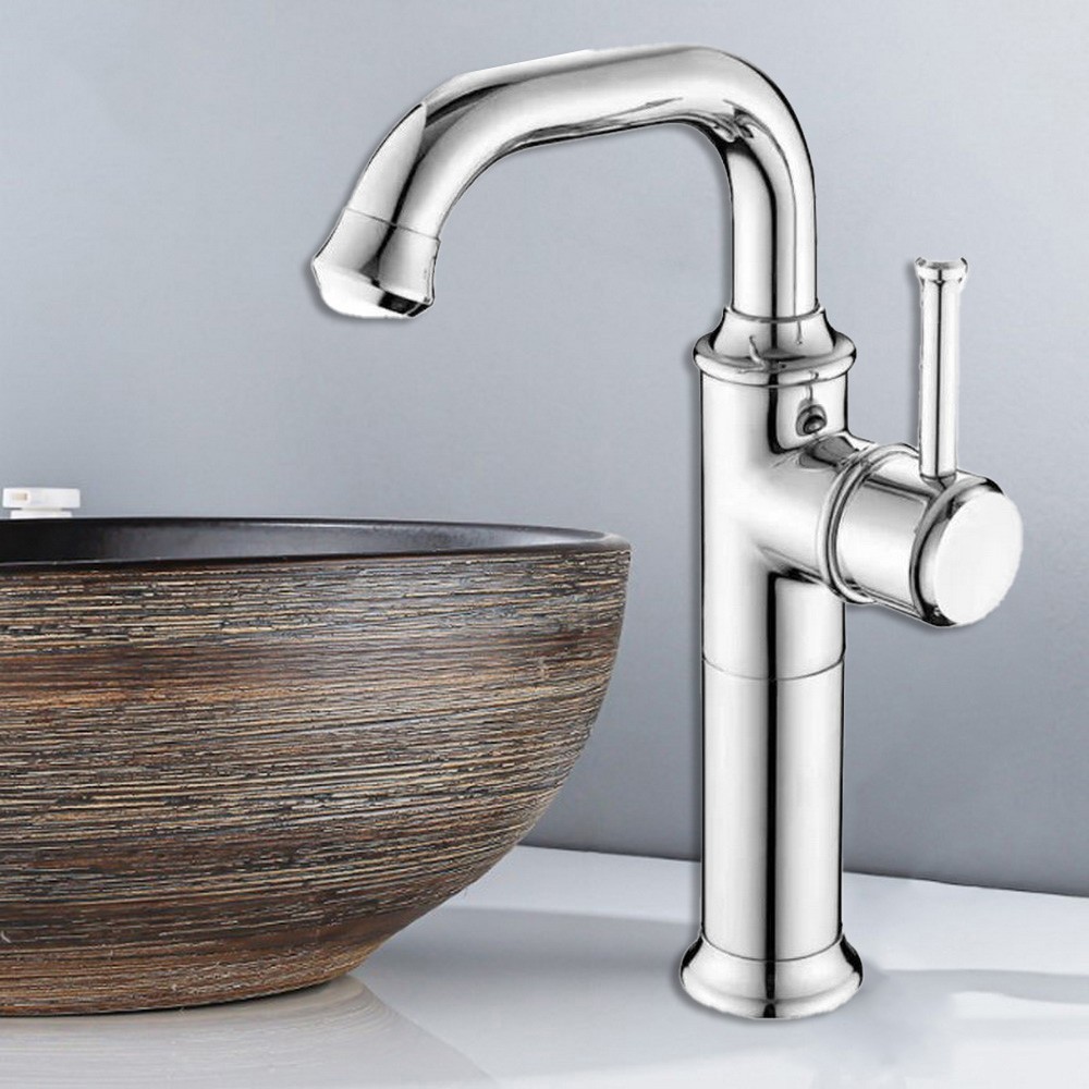 Polished Chrome Brass Bathroom Kitchen Swivel Spout Faucet Mixer Tap hwzh002-3