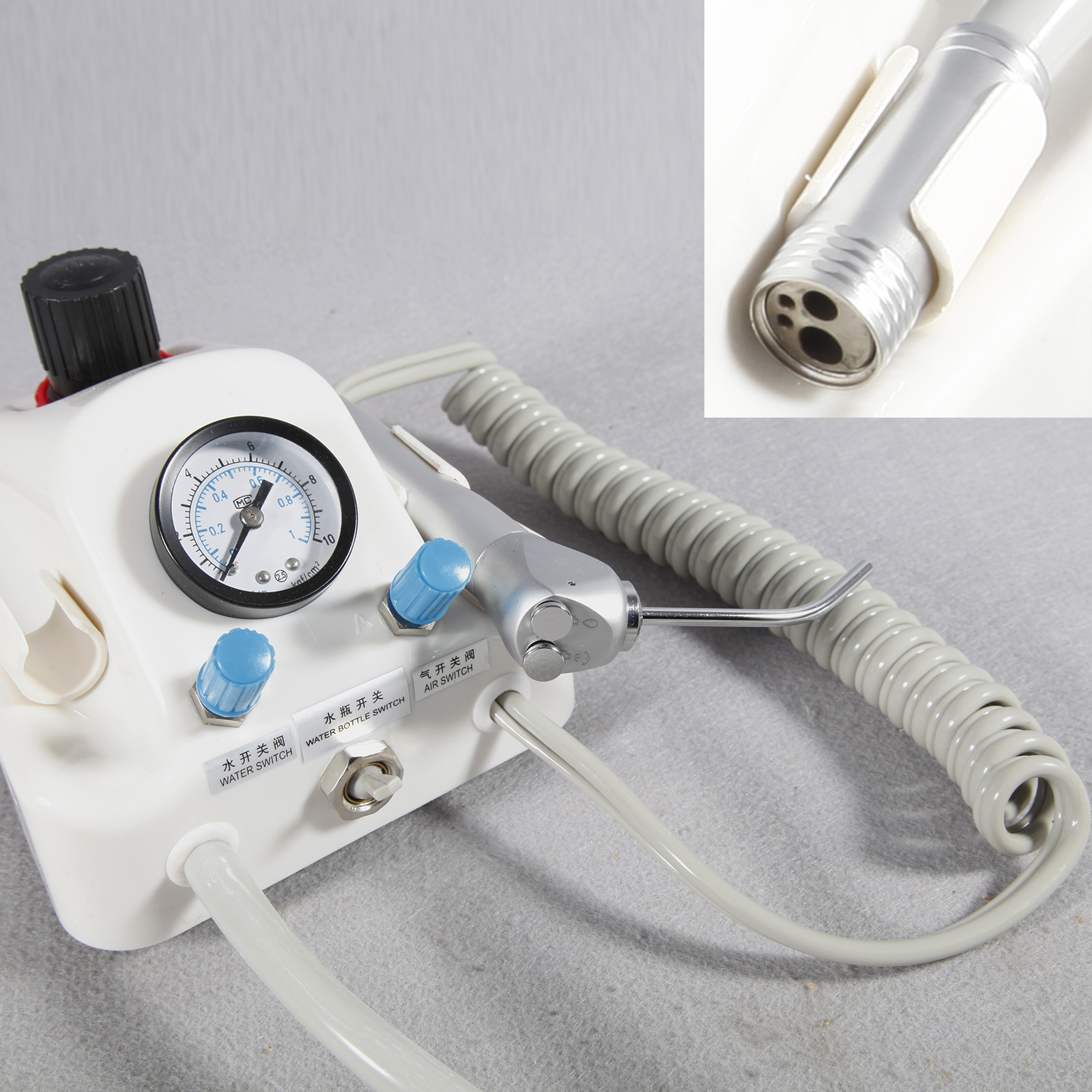 Dental Portable Turbine Unit Work Air Compressor 4 Hole Water Bottle syringe