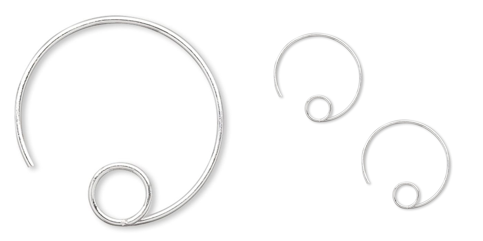 100 Silver Plated Brass 16mm Round Hoop Ear Wires with Loop Earrings