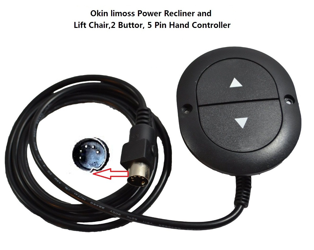 Oval 2B 5P UP/DOWN Hand Controller For Okin Ashley Power Recliner or Lift Chair