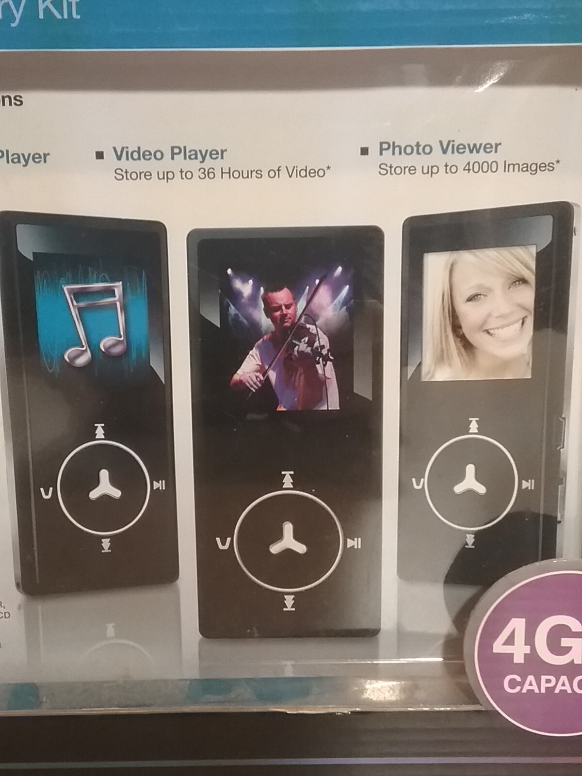 NIB: MP3 Video Player: Sharper Image: Accessory Kit: 4GB