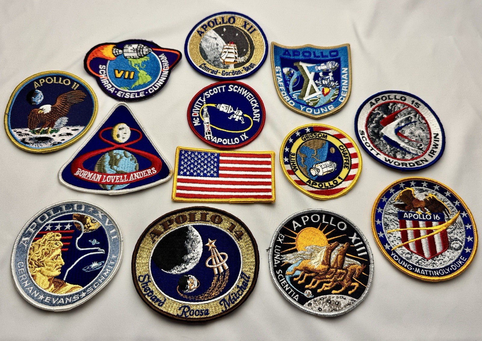 Lot of 12 Vintage Apollo NASA Space Station Mission Patches 60-70s Hidden Number