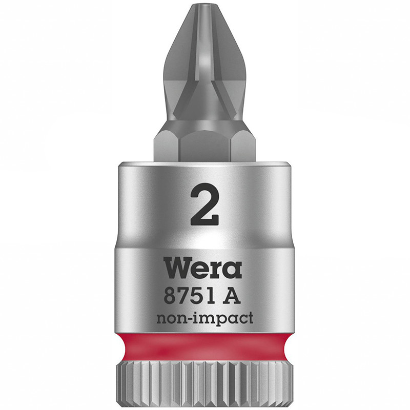 Wera 05003351001 8751 A Phillips Zyklop Bit Socket, 1/4 Inch Drive, PH2