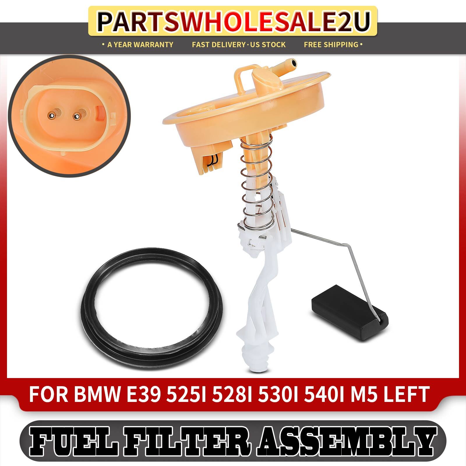 Left Side Fuel Filter with Sending Unit w/ Seal for BMW 525i 528i 530i 540i M5