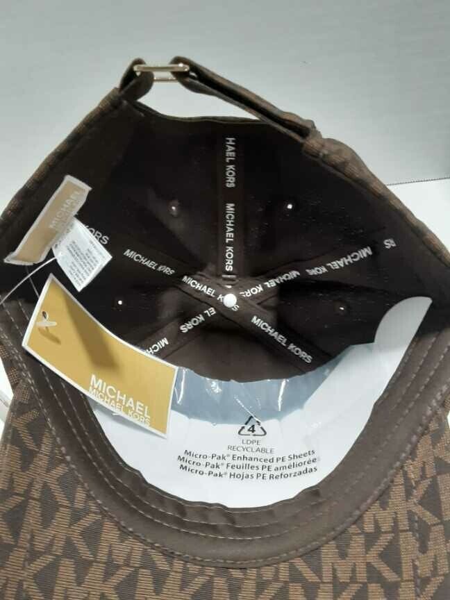 NWT Michael Kors Womens Brown Logo Hat Cap Adjustable