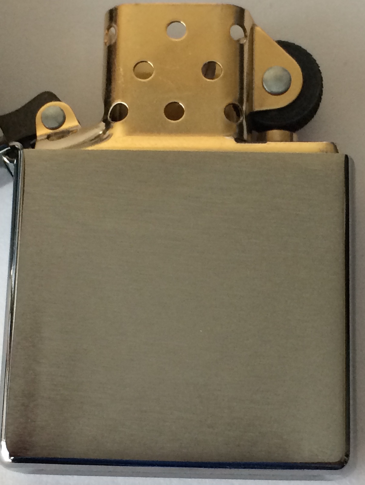 Zippo Windproof 2-Tone Brushed Chrome Lighter With Gold Insert 200BI, New In Box