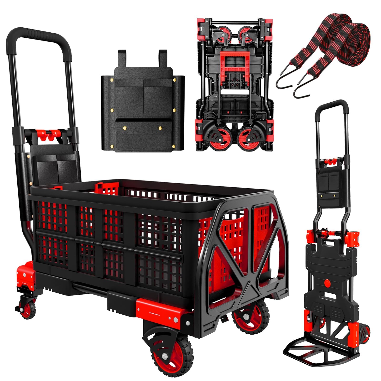 Folding Hand Truck, 2 in 1 Portable Heavy Duty Carrying Moving Dolly Cart wit...